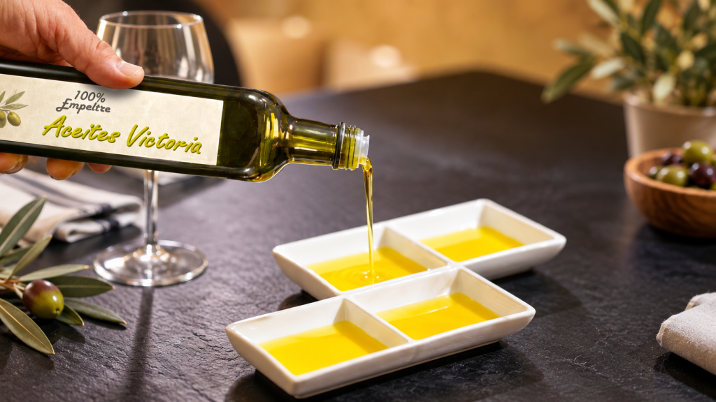 Aceite de oliva virgen extra de Aragón elaborado por Aceites Victoria en Brea