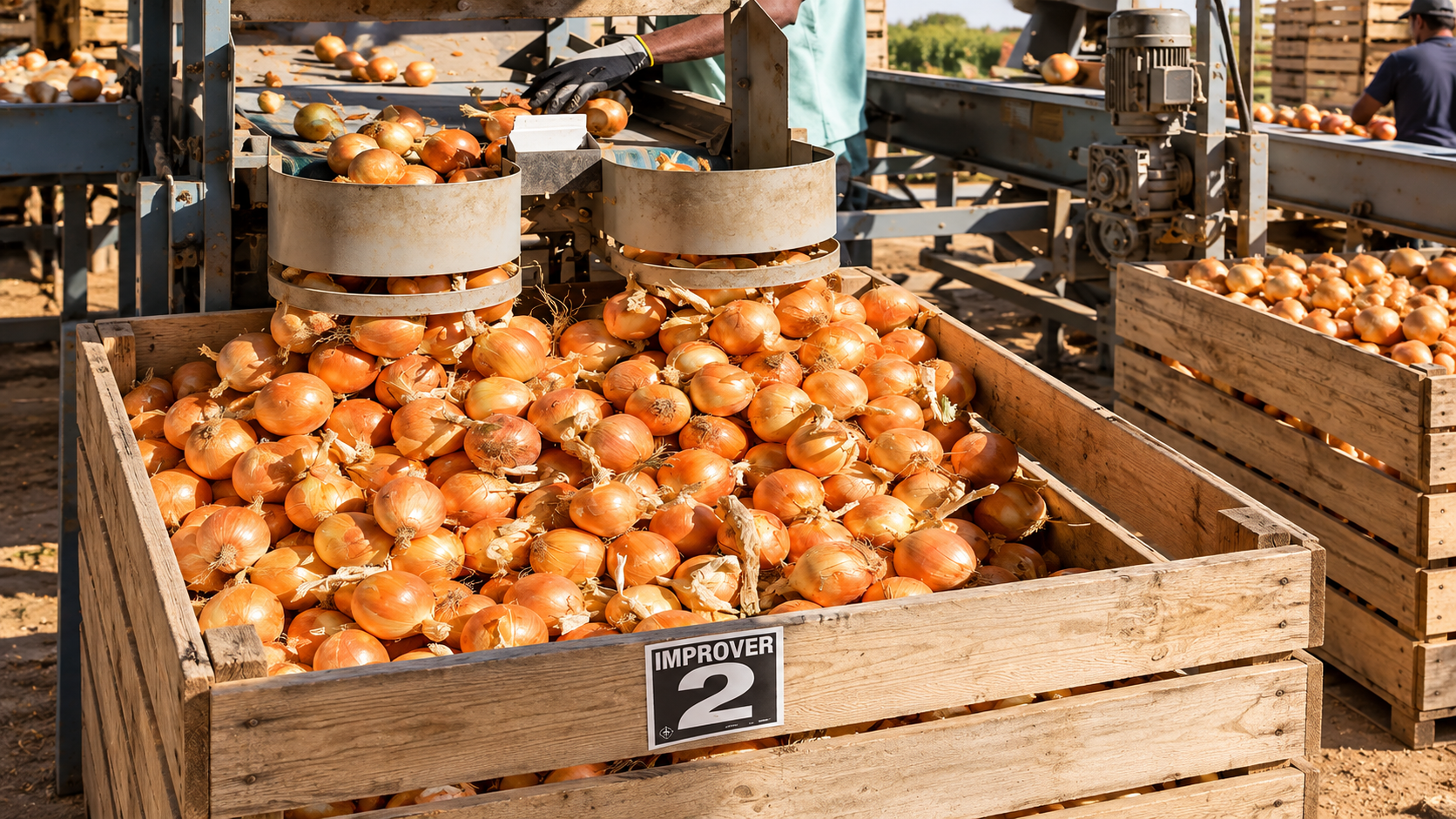 Cebollas Alcusón cultivando cebollas en campos de Aragón